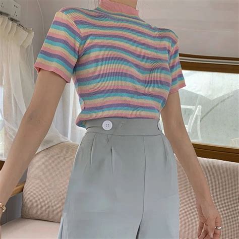 Pastel Sweetz Ribbed Top Pastel Aesthetic Outfit Pastel Colors