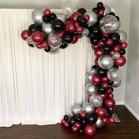 16 Foot Diy Black Burgundy And Silver Balloon Garland And Arch Kit