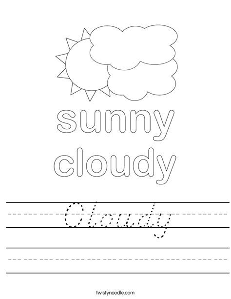 Cloudy Worksheet Dnealian Twisty Noodle