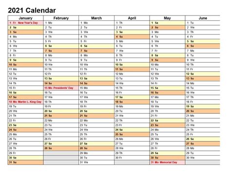 2021 printable calendar in landscape allcalendarorg
