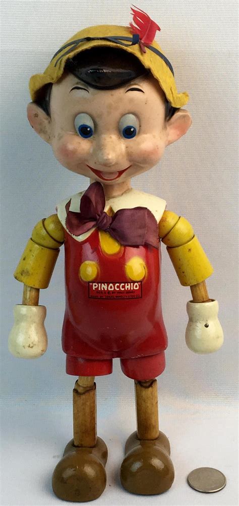 Lot Vintage 1937 Ideal Novelty And Toy Co Walt Disney Pinocchio Wood