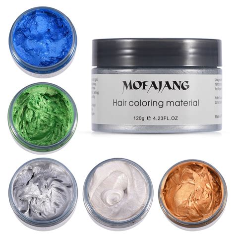 Mofajang 120g Hair Coloring Wax Silver Ash Grey Strong Hold Temporary Hair Dye Gel Mud Easy Wash
