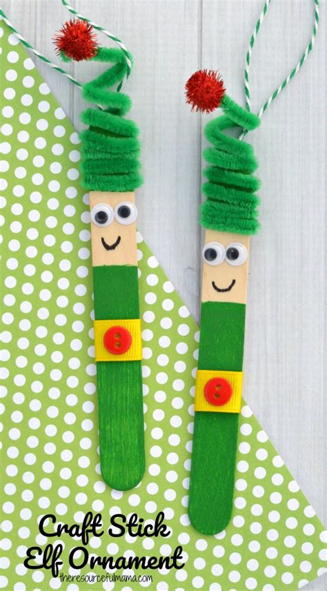 Craft Stick Elf Ornament Pin The Resourceful Mama