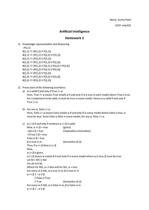 Homework 2 Cs 670 Artificial Intelligence Studocu