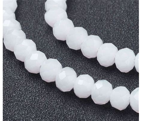 Milky White Glass Beads 6x4mm Faceted Rondelle Golden Age Beads
