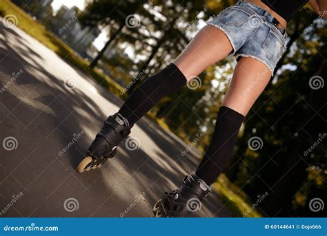 Female Legs In Roller Skates Stock Image Image Of Human Exercising