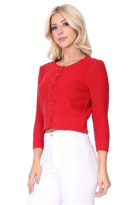 Womens Cute Pattern Cropped Cardigan Sweaters Online Yemak Sweater