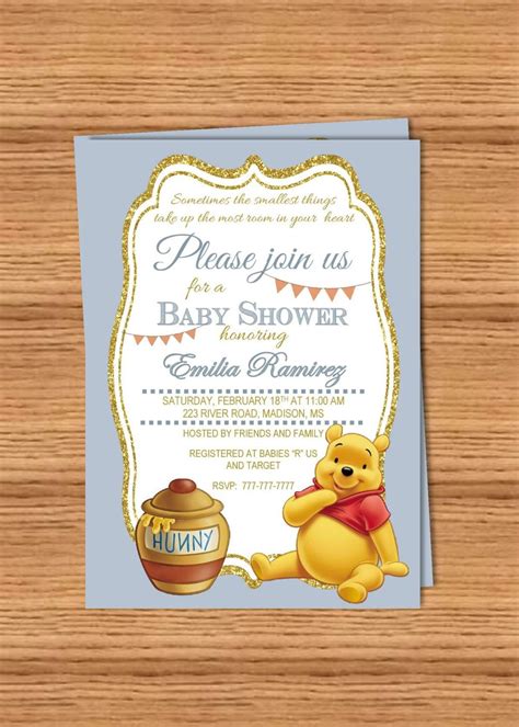 This template is perfect because pooh bear was a character created for children in mind. DIY PRINTABLE Baby Shower Invitation Winnie the Pooh ...