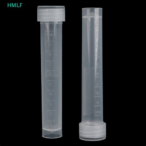 Hm 10pcs 10ml Lab Plastic Frozen Test Tubes Vial Seal Cap Container For