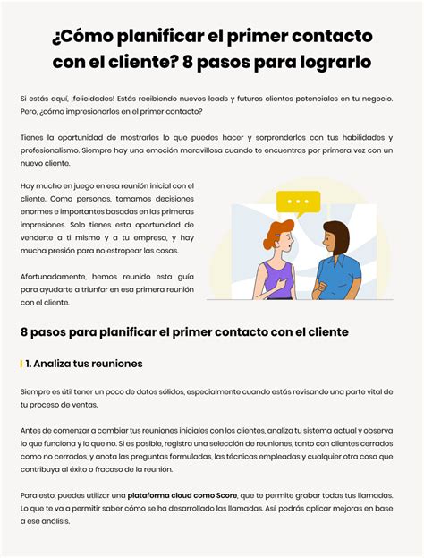 Cómo planificar el primer contacto con el cliente