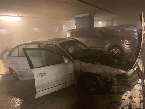 Car Fire In Underground Boston Parking Garage Firefighter Suffers