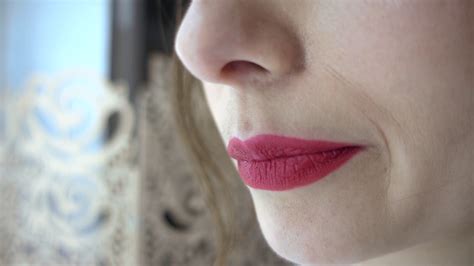 New Wrinkles At The Corners Of Lips With Red Lipstick Close Up Stock