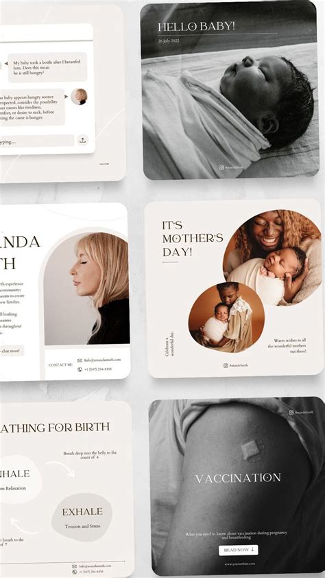 Doula Instagram Facebook Posts Template Pack Birth Support