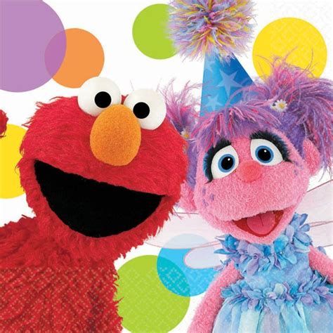 Our Sesame Street Party Beverage Napkins Feature Elmo And Abby Cadabby