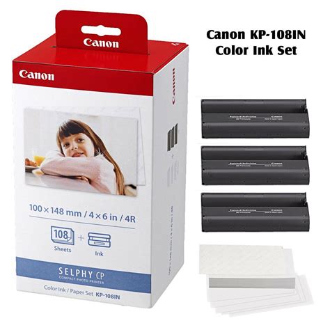 Canon Selphy Cp1300 Color Ink Paper Set Kp 108in 108 4x6 Sheets With 3