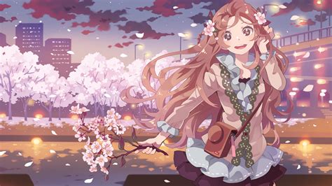 Download 3840x2160 Anime Girl Flowers Sakura Blossom
