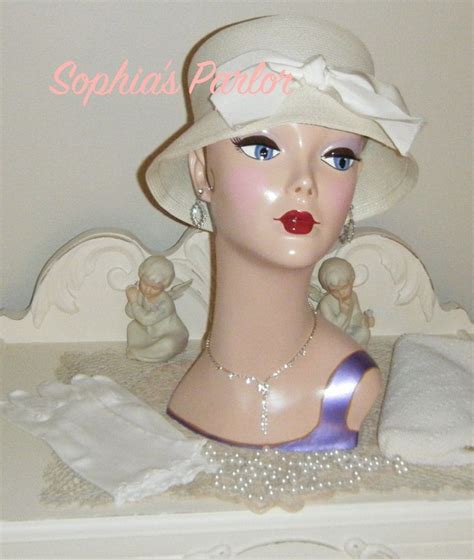 Handpainted Vintage Style Mannequin Head Wig Hat Jewelry Display Wig