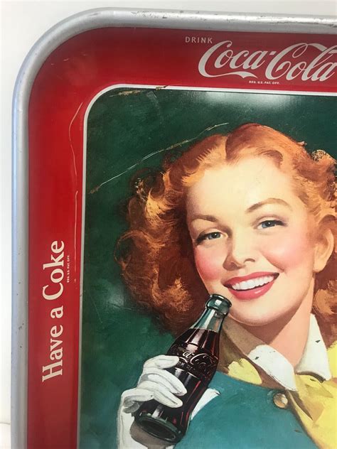 Vintage 1948 Coca Cola Metal Serving Tray Have A Coke Redhead Girl 13