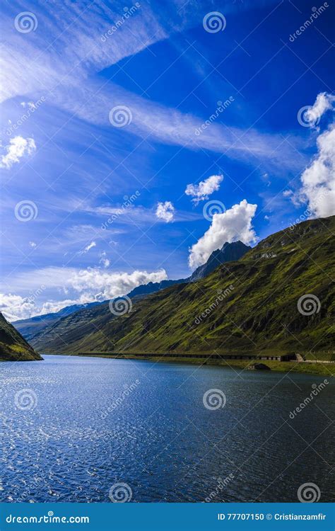 Idyllic Summer Landscape With Clear Mountain Lake Stock Photo Image