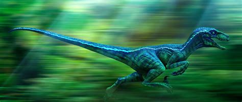 An Image Of A Dinosaur Running In The Forest