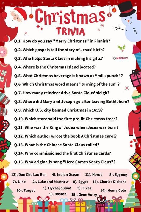 Holiday Trivia Questions And Answers Printables Challenge Your