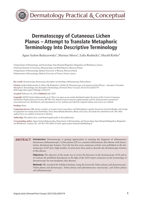 Pdf Dermatoscopy Of Cutaneous Lichen Planus Attempt To Translate