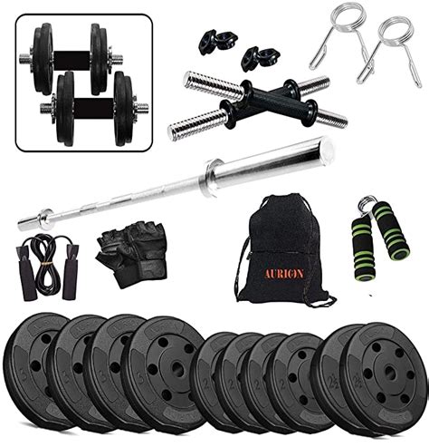 Aurion Pvc 25 Kg Combo5 Home Gym And Fitness Kit Deals Point