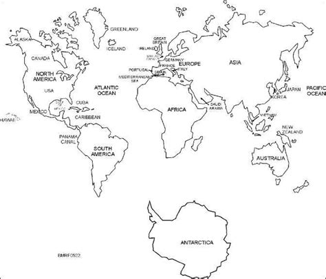 World Map Countries Labeled Black And White