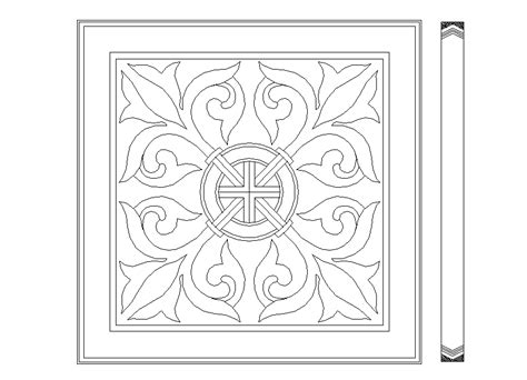 Creative Floral Pattern Tile Block Cad Drawing Details Dwg File Cadbull