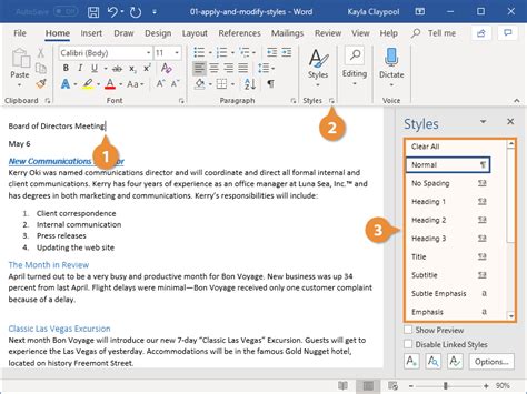 Setting Styles In Word