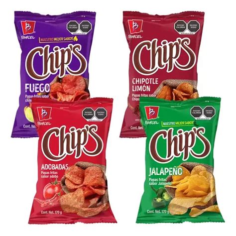 Surtido De Papás Fritas Chips 4 De 170g C u Envío gratis