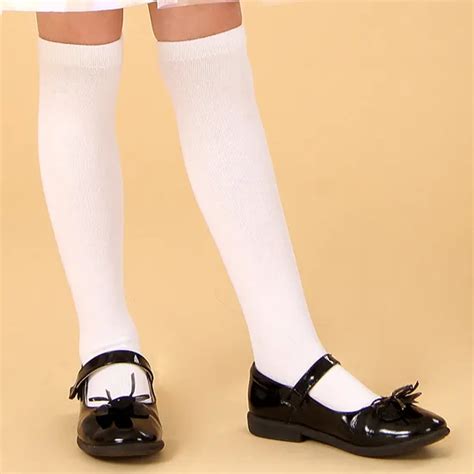 Promotion Hot Sale School Classic Style Girls Fashion New White Combed Cotton Knee Socks
