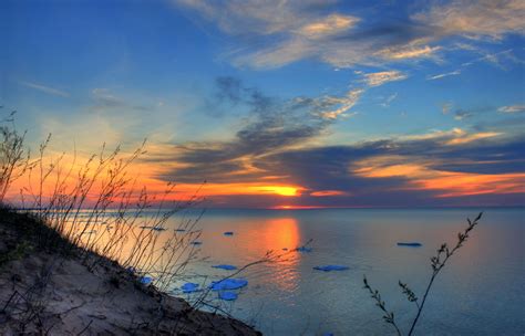 Sunset Lake Superior Michigan Usa Pictured Rocks National