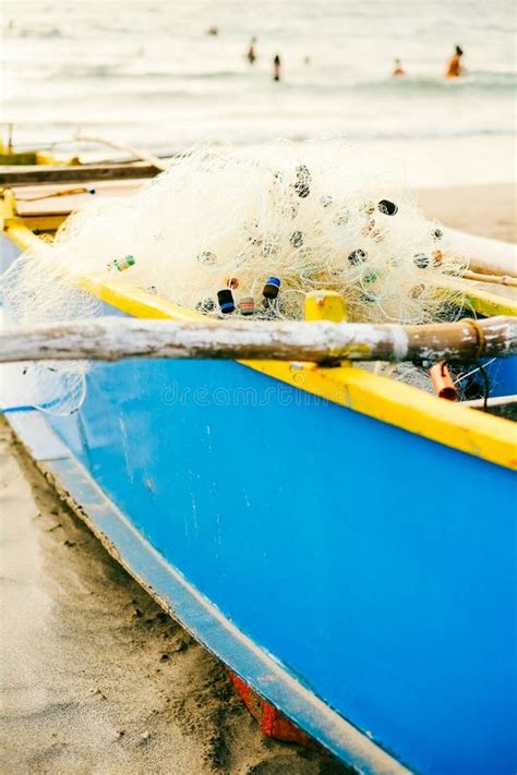 Blue Fishing Boat Parked On The Beach Stock Image Image Of Poverty