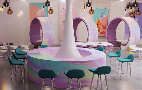 Futuristic Cafe On Behance Cyber Cafe Interior Clinic Interior