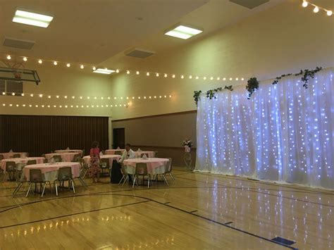 20 Foot Lighted Curtain Wall In An Lds Cultural Hall With Overhead Bulb