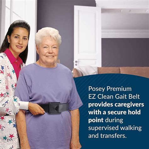 Tidi Posey Premium Ez Clean Gait Belt With Spring Loaded Buckle Black