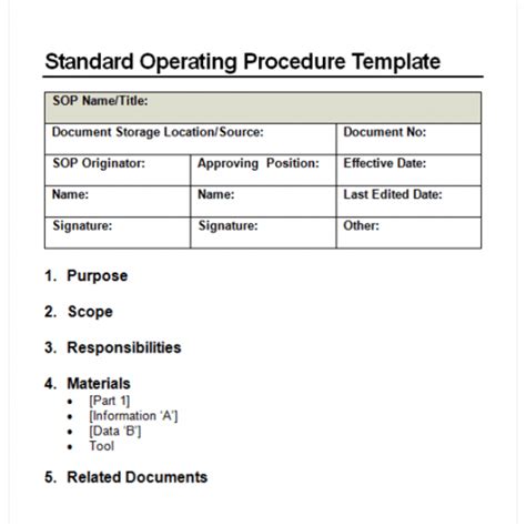 standard operating procedure sop templates word