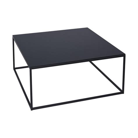 Black Glass And Black Metal Contemporary Square Coffee Table