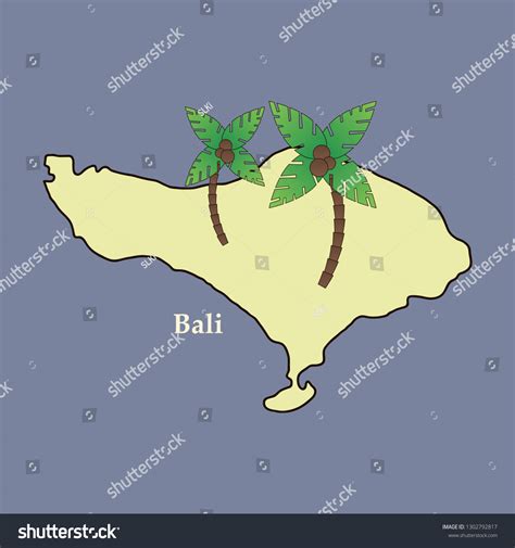 Bali Indonesia Map Travel Attraction Landmarks Stock Vector Royalty