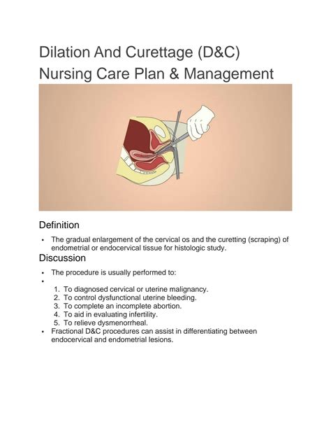 SOLUTION Dilation And Curettage D C Nursing Care Plan Management