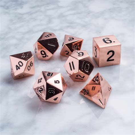16mm Metal Polyhedral Dice Set Copper Metallic Dice Games Touch