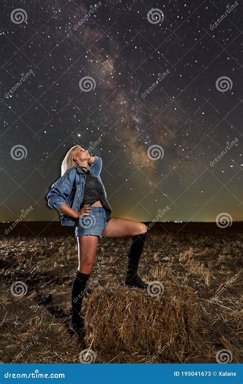 gorgeous cowgirl under milky way stock image image of background gorgeous 195041673