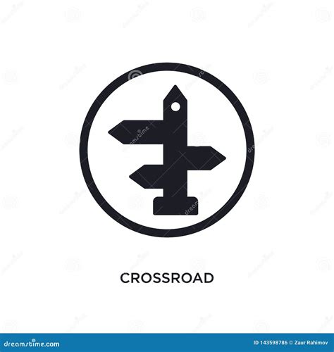 Black Crossroad Isolated Vector Icon Simple Element Illustration From