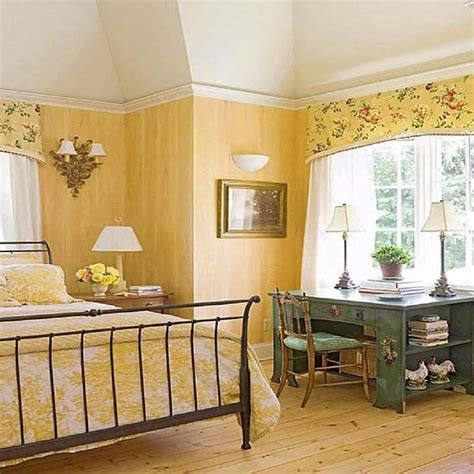Yellow With Green Accents Country Bedroom Decor French Country