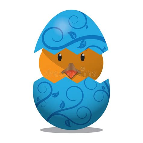 Chick Hatching Out From Easter Egg Vector Illustration Decorative