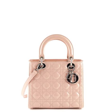 Dior Blush Patent Medium Lady Dior Love That Bag Preowned Authentic