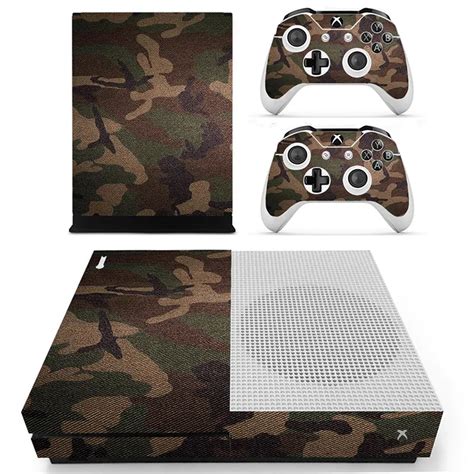 Camouflage Vinyl Skin Sticker For Microsoft Xbox One Slim Console 2 Pcs