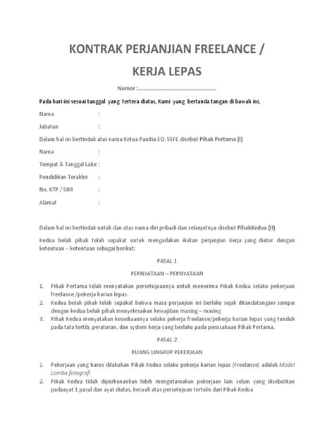Contoh Surat Kontrak Kerja Dan Penjelasan Lengkapnya