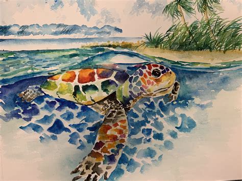 Sea Turtle Watercolor Sea Turtle Watercolor Turtle Watercolor Painting
